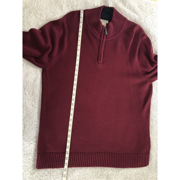 LL Bean Sweater Mens XL Maroon Mock Neck Quarter Zip Cotton Grandpa Cabin Preppy - Picture 10 of 10